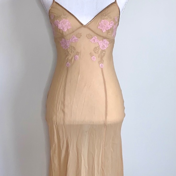 Victoria’s Secret Nude Embroidered Silk Maxi Slip - Picture 6 of 10